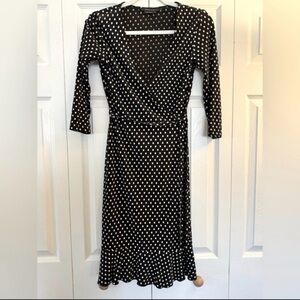 BCBGMaxAzria Black and White Polka Dot Long Sleeve Dress